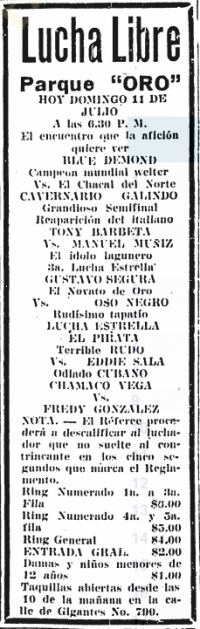 source: http://www.thecubsfan.com/cmll/images/cards/19540711parqueoro.PNG