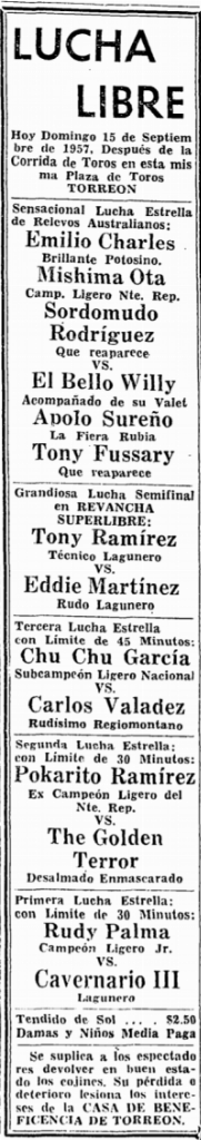 source: http://www.luchadb.com/images/cards/1950Laguna/19570915plaza.png